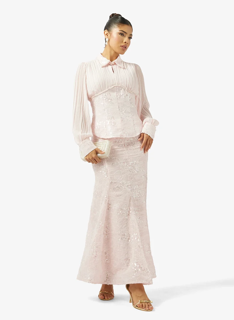 Khizana  Blouse With Shimmer Skirt Set for Women | Best Price UAE